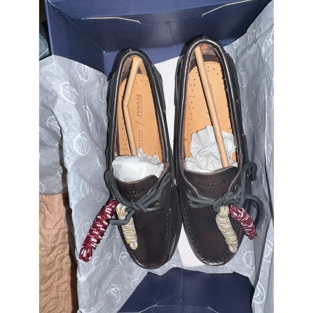 Sperry x Aritzia Authentic Original 2-Eye Boat Shoe Black Women Size 8.5 NWB